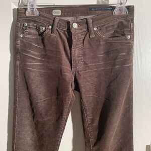 AG Adriano Goldschmied Premiere Skinny Straight Brown Corduroy Pant